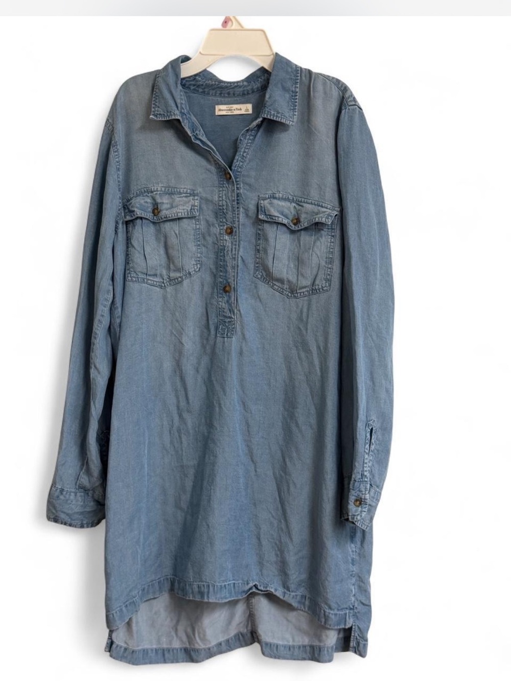 Abercrombie & Fitch Light Blue Denim Button-Up Tunic Shirt